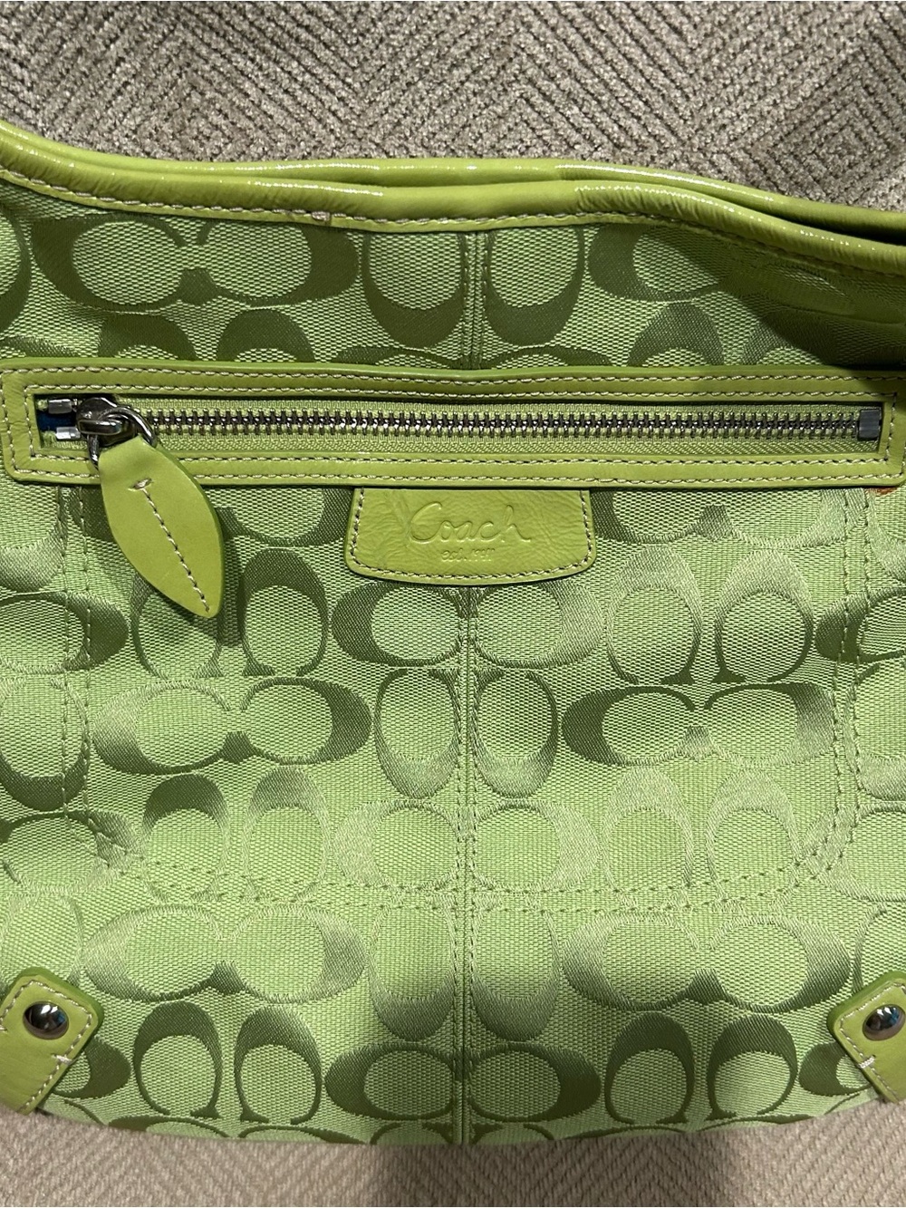 Coach vintage y2k lime green Penelope signature canvas, leather hobo F14689 - Picture 5 of 11